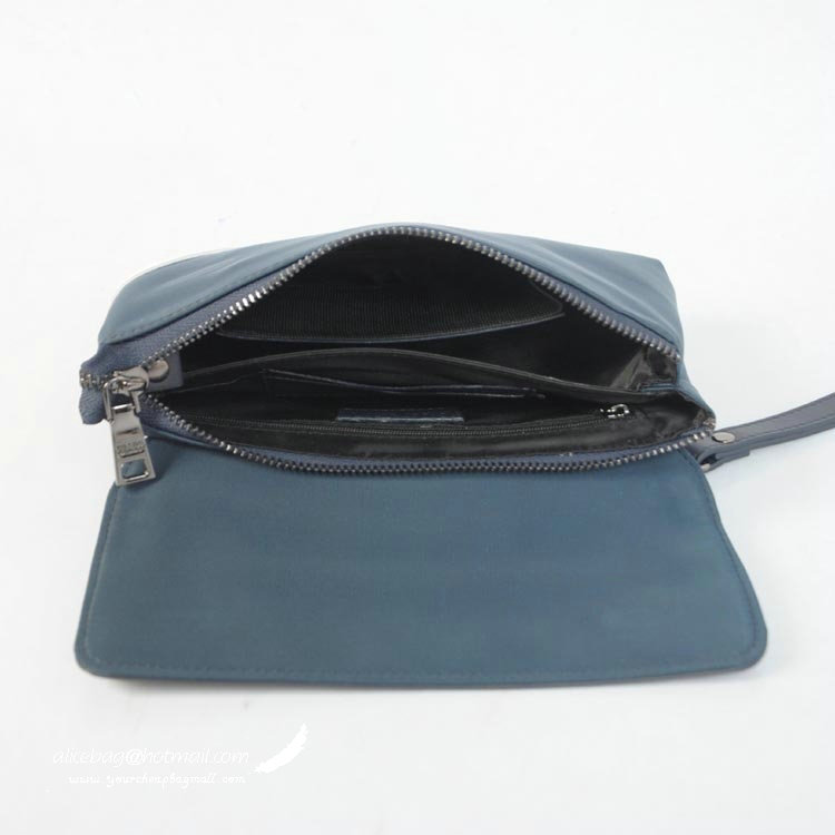 2014 Prada Nylon Fabric Clutch 770221 Blue&Black for sale